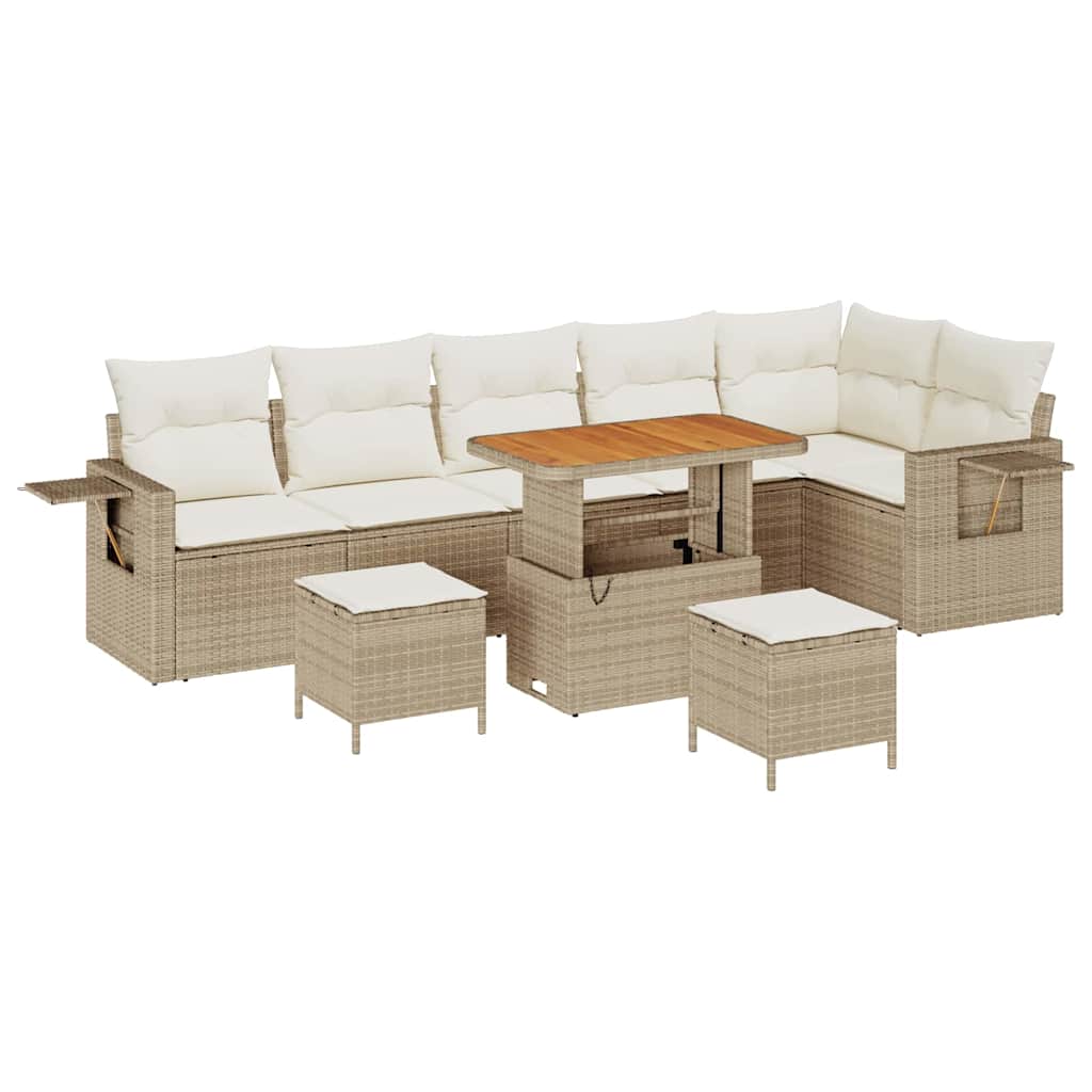 Gartensofa-set 9 pcs Beige Poly-Rattan
