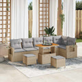 Gartensofa-set 9 pcs Beige Poly-Rattan