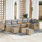 Gartensofa-set 9 pcs Beige Poly-Rattan