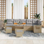 Gartensofa-set 9 pcs Beige Poly-Rattan
