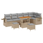 Gartensofa-set 9 pcs Beige Poly-Rattan