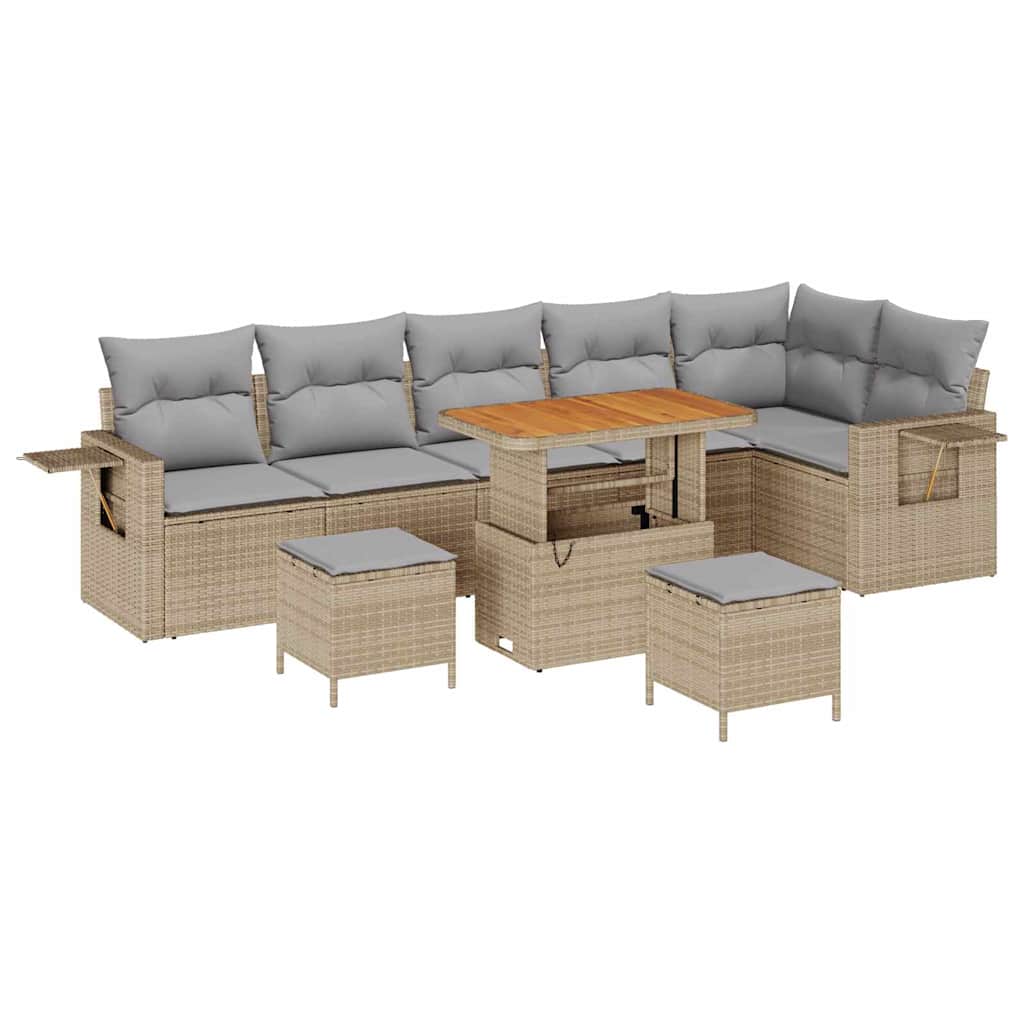 Gartensofa-set 9 pcs Beige Poly-Rattan