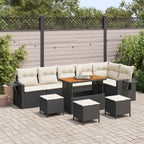 Gartensofa-set 10 pcs Schwarz Poly-Rattan