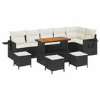 Gartensofa-set 10 pcs Schwarz Poly-Rattan