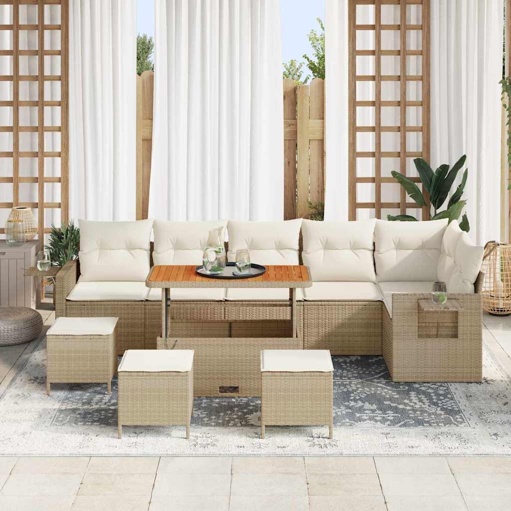 Gartensofa-set 10 pcs Beige Poly-Rattan