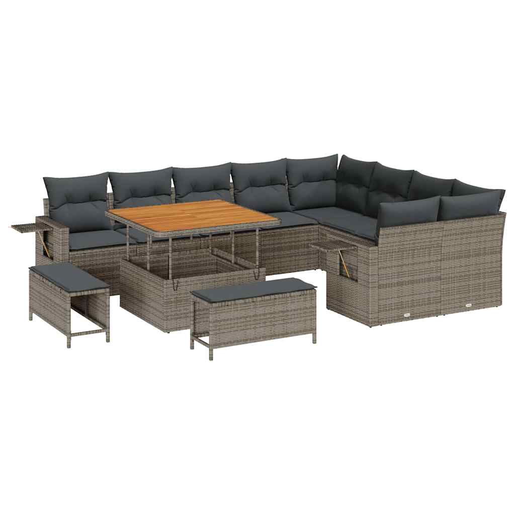 Gartensofa-set 12 pcs Grau Poly-Rattan