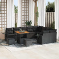 Gartensofa-set Höhenverstellbar 12 pcs Schwarz Poly-Rattan