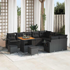 Gartensofa-set Höhenverstellbar 12 pcs Schwarz Poly-Rattan