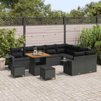Gartensofa-set Höhenverstellbar 12 pcs Schwarz Poly-Rattan