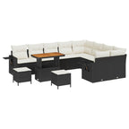 Gartensofa-set 12 pcs Schwarz Poly-Rattan