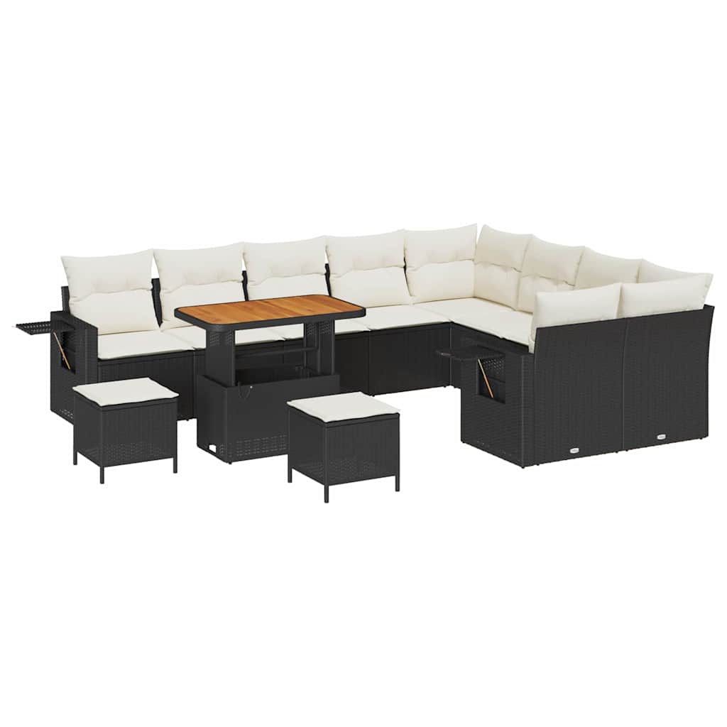 Gartensofa-set 12 pcs Schwarz Poly-Rattan