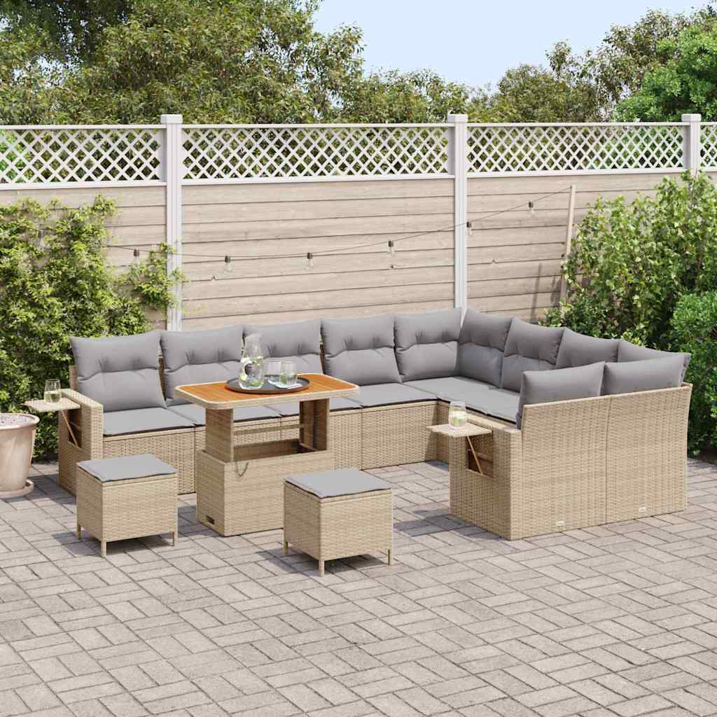 Gartensofa-set 12 pcs Beige Poly-Rattan