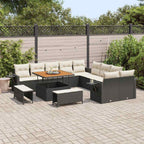 Gartensofa-set 13 pcs Schwarz Poly-Rattan