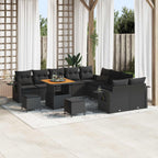 Gartensofa-set 13 pcs Schwarz Poly-Rattan