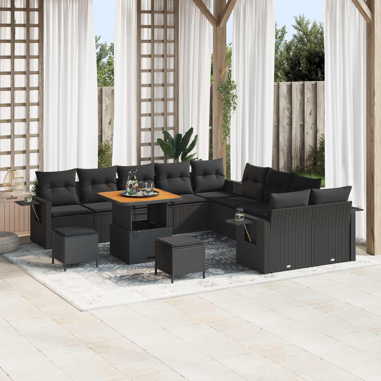 Gartensofa-set 13 pcs Schwarz Poly-Rattan