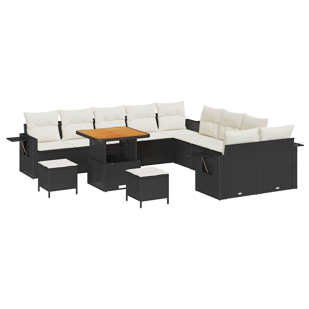 Gartensofa-set 13 pcs Schwarz Poly-Rattan