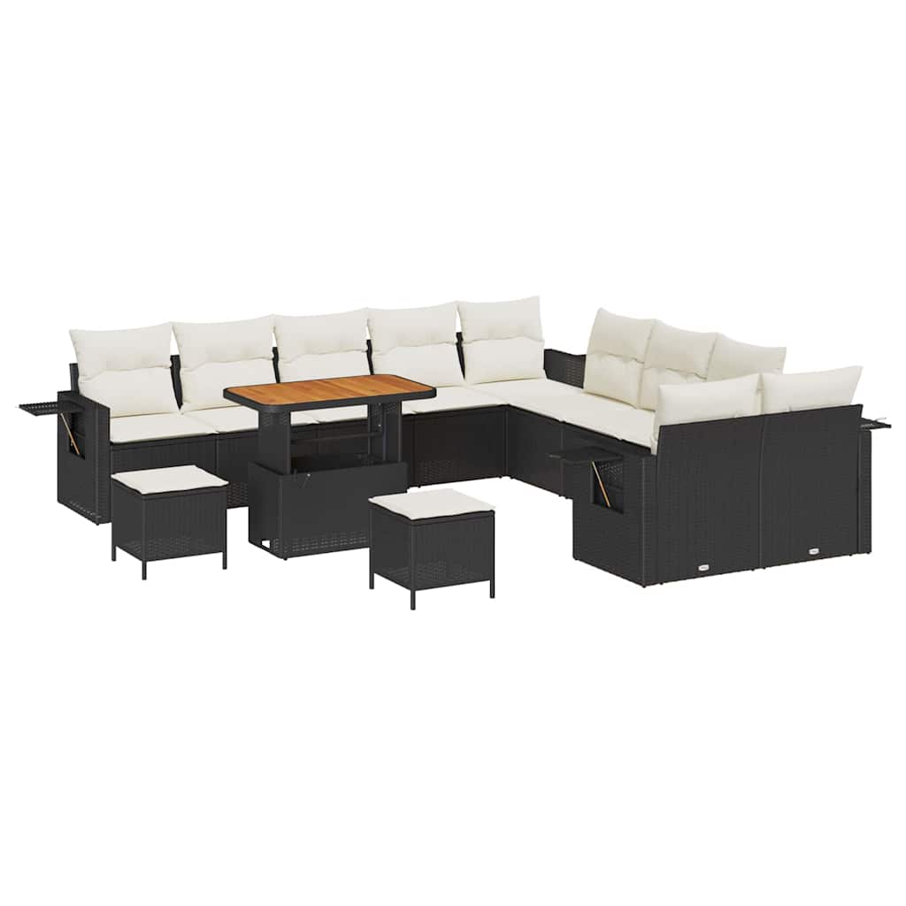 Gartensofa-set 13 pcs Schwarz Poly-Rattan