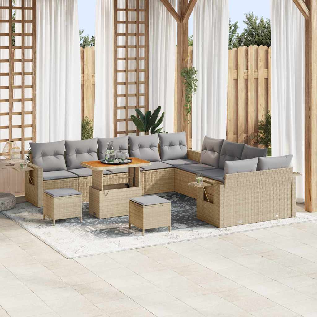 Gartensofa-set 13 pcs Beige Poly-Rattan