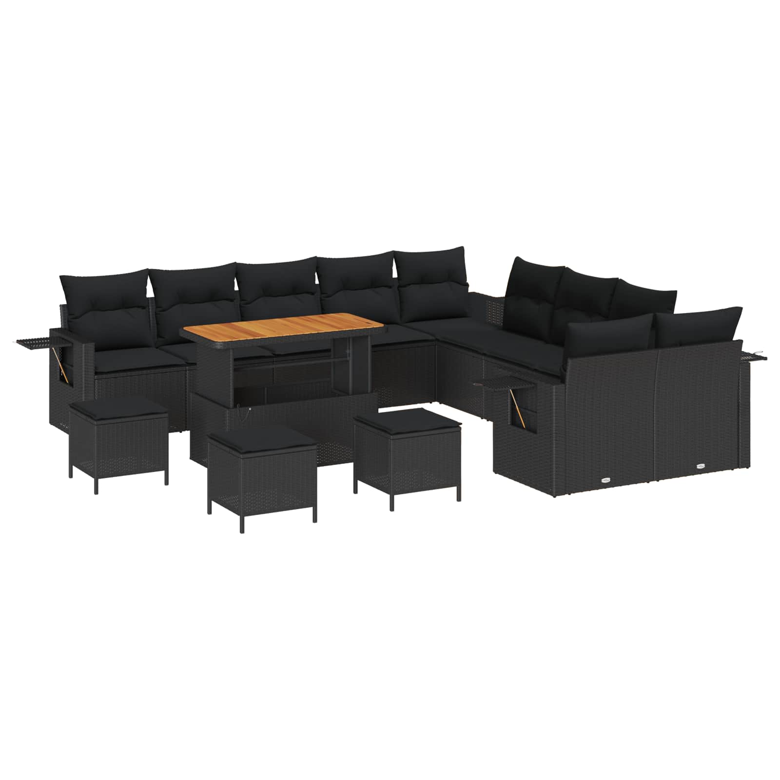 Gartensofa-set 14 pcs Schwarz Poly-Rattan