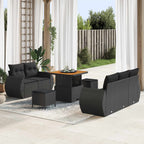 Gartensofa-set 8 pcs Schwarz Poly-Rattan