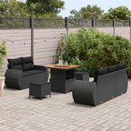 Gartensofa-set 8 pcs Schwarz Poly-Rattan