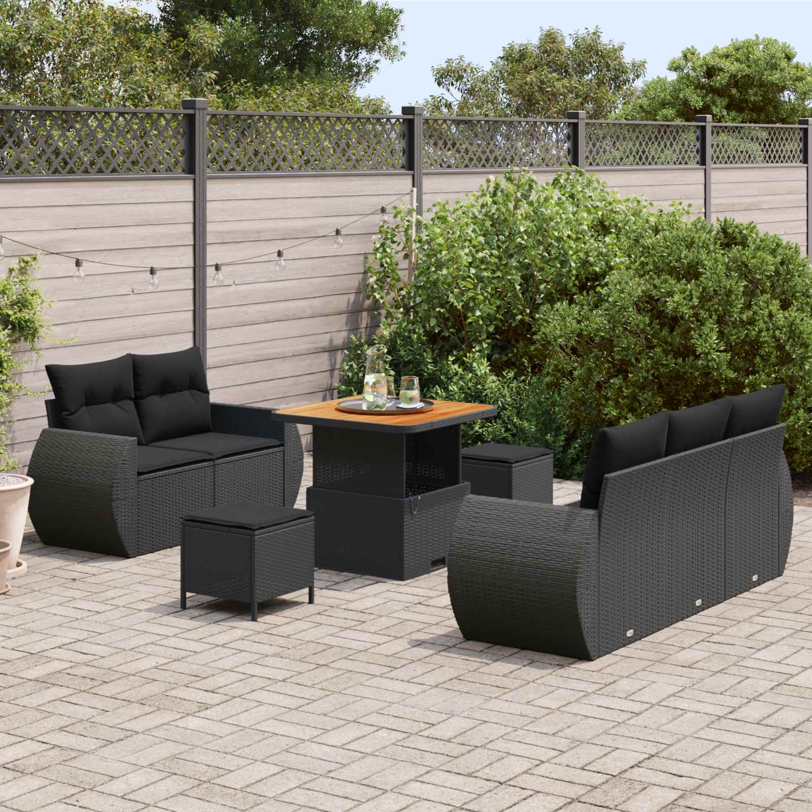 Gartensofa-set 8 pcs Schwarz Poly-Rattan