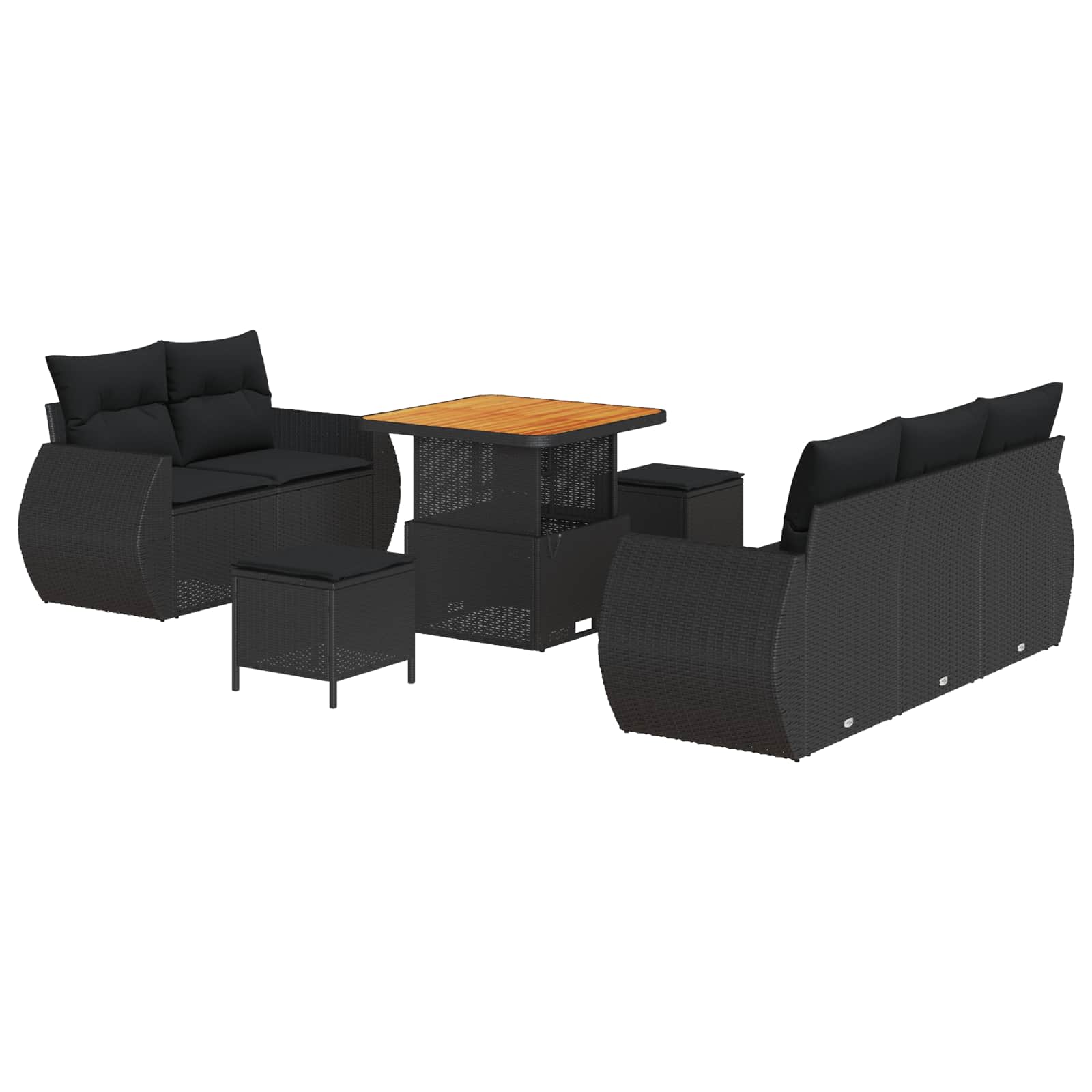 Gartensofa-set 8 pcs Schwarz Poly-Rattan