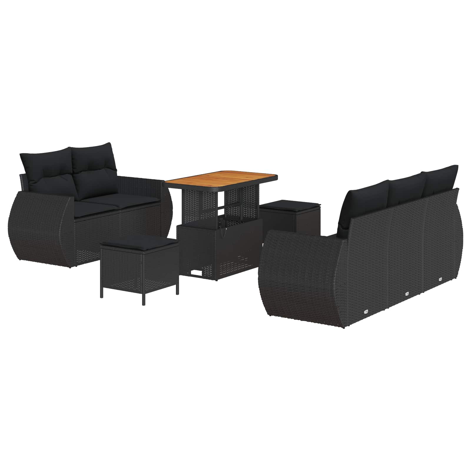 Gartensofa-set 8 pcs Schwarz Poly-Rattan
