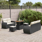 Gartensofa-set 8 pcs Schwarz Poly-Rattan