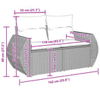 Gartensofa-set mit Kissen 9 pcs Schwarz Poly-Rattan