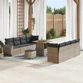 Gartensofa-set mit Kissen mit Speicher 11 pcs Grau Poly-Rattan