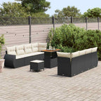 Gartensofa-set mit Kissen 11 pcs Schwarz Poly-Rattan
