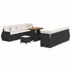 Gartensofa-set mit Kissen 11 pcs Schwarz Poly-Rattan