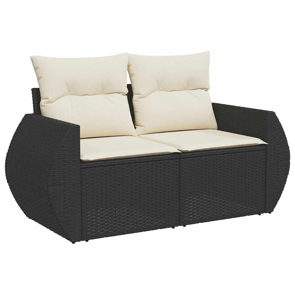 Gartensofa-set mit Kissen 11 pcs Schwarz Poly-Rattan