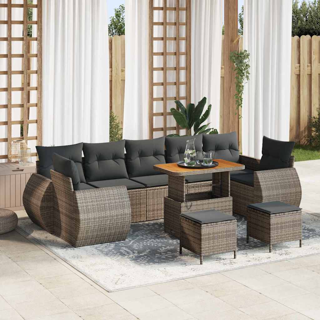 Gartensofa-set 10 pcs Grau Poly-Rattan
