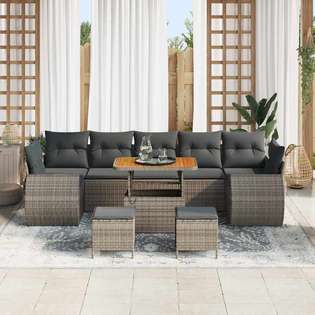 Gartensofa-set 10 pcs Grau Poly-Rattan
