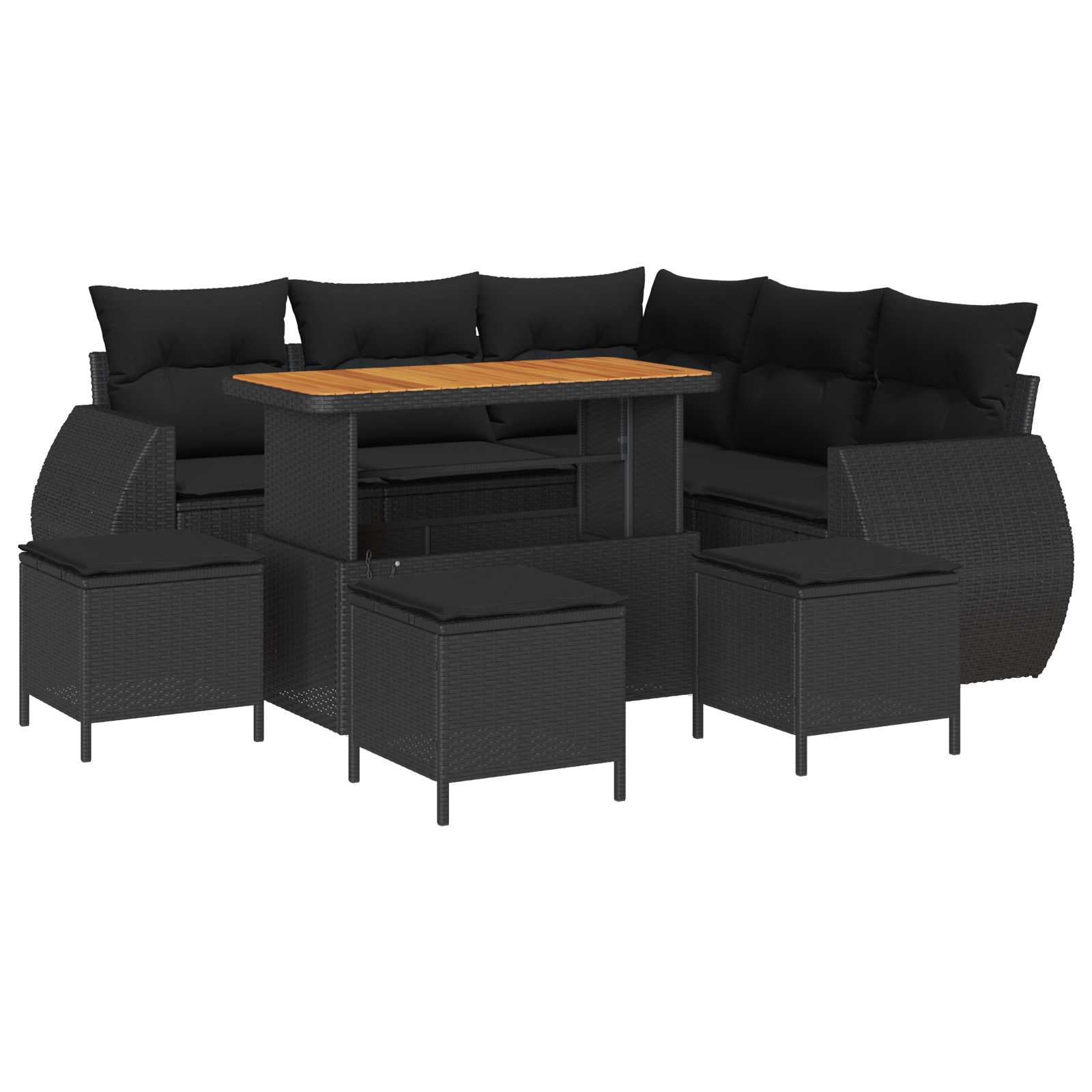 Gartensofa-set 9 pcs Schwarz Poly-Rattan