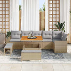 Gartensofa-set 9 pcs Beige Poly-Rattan