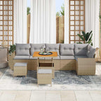 Gartensofa-set 9 pcs Beige Poly-Rattan