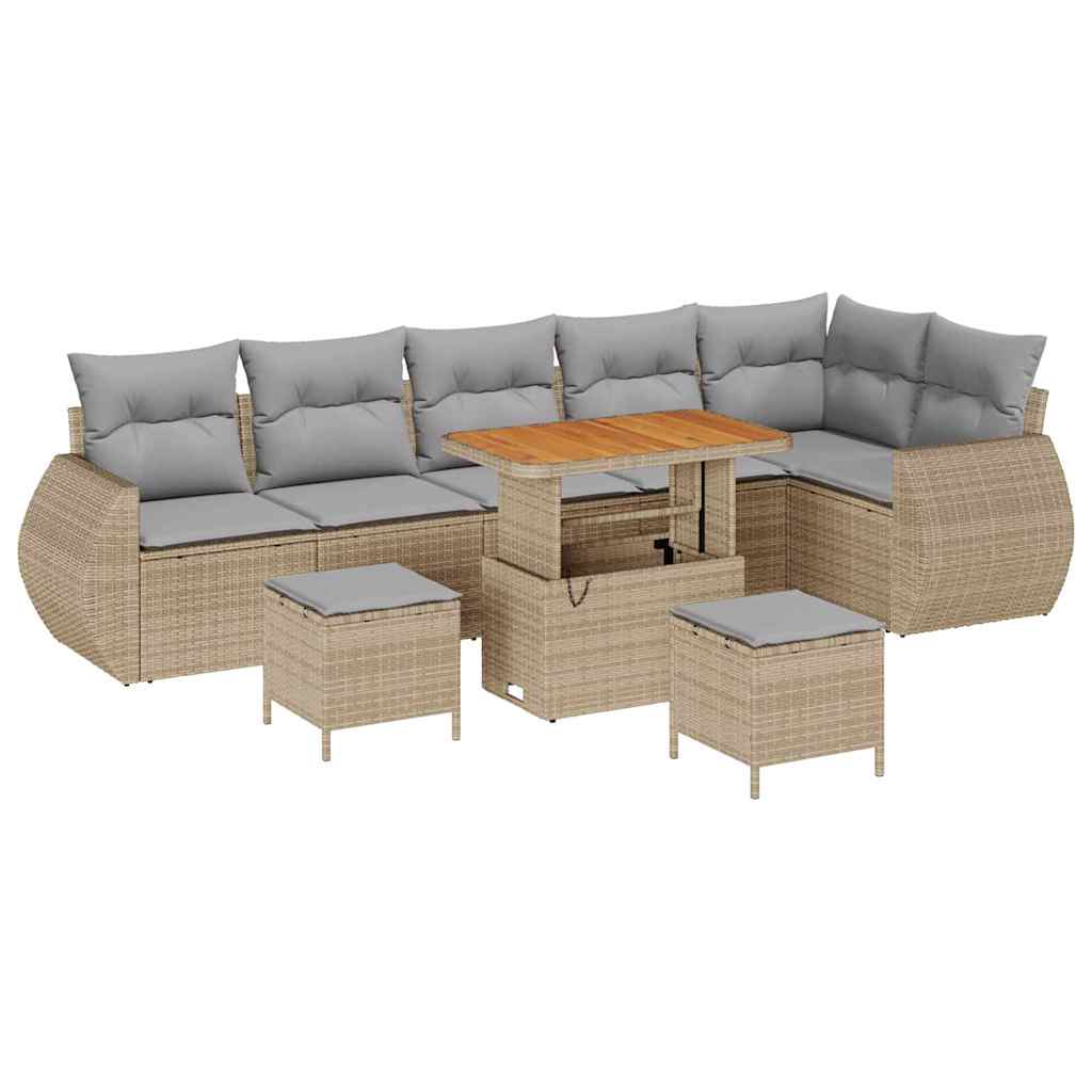 Gartensofa-set 9 pcs Beige Poly-Rattan