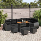 Gartensofa-set 10 pcs Schwarz Poly-Rattan