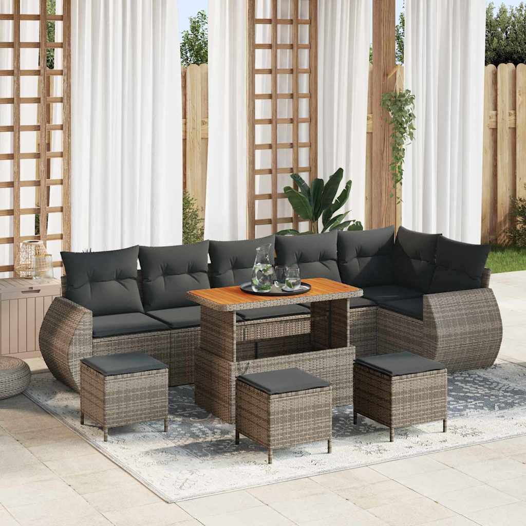Gartensofa-set 10 pcs Grau Poly-Rattan