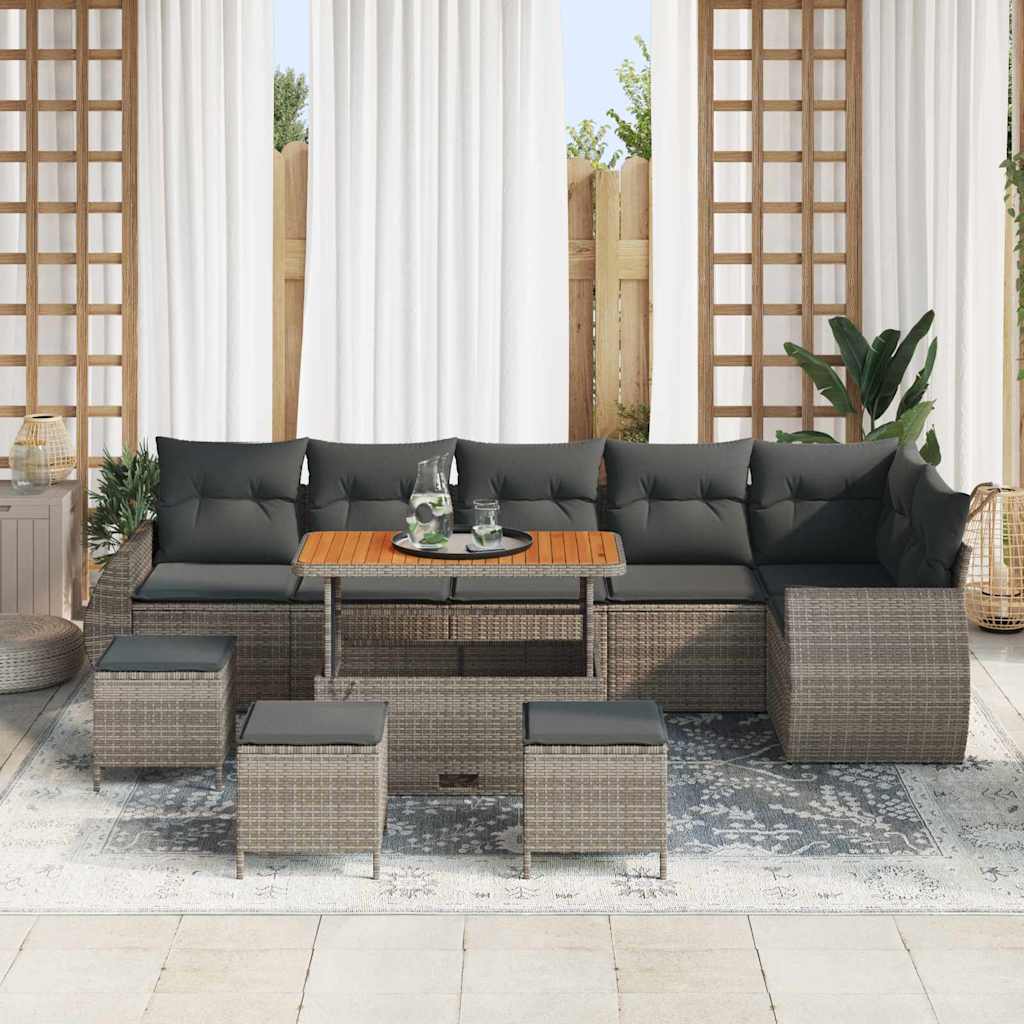 Gartensofa-set 10 pcs Grau Poly-Rattan