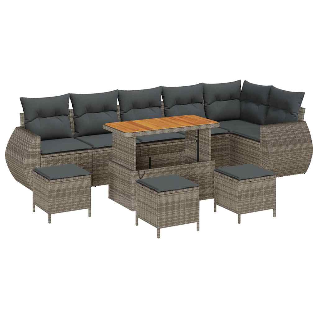 Gartensofa-set 10 pcs Grau Poly-Rattan
