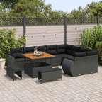 Gartensofa-set 12 pcs Schwarz Poly-Rattan