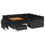 Gartensofa-set 12 pcs Schwarz Poly-Rattan