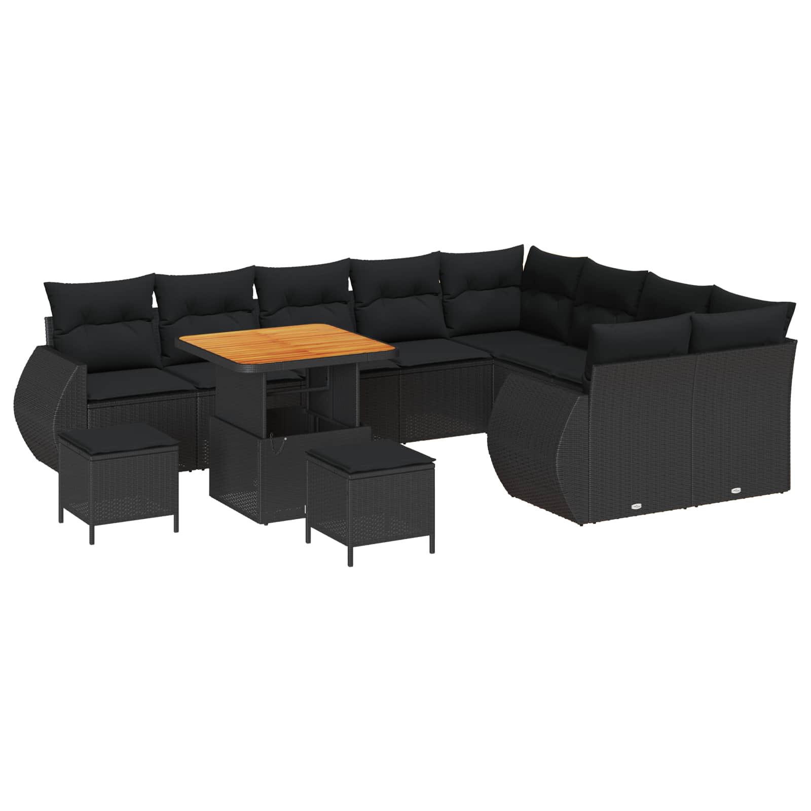 Gartensofa-set 12 pcs Schwarz Poly-Rattan