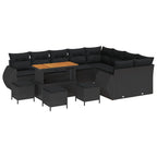Gartensofa-set 13 pcs Schwarz Poly-Rattan