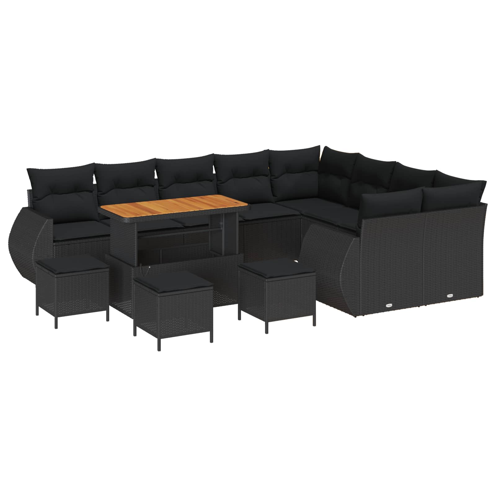 Gartensofa-set 13 pcs Schwarz Poly-Rattan