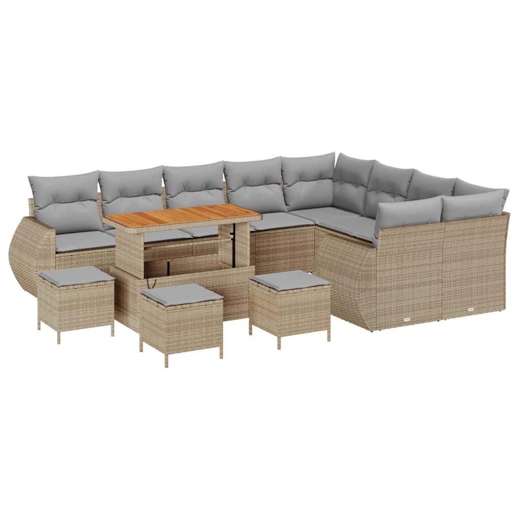Gartensofa-set 13 pcs Beige Poly-Rattan